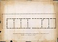 Bouwtekening van de residentie van de gouverneur-generaal in het Kasteel van Batavia. anoniem, circa 1649, ingekleurde tekening op papier, collectie Nationaal Archief, 's-Gravenhage