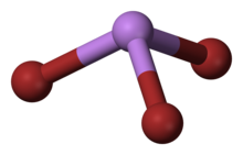 Ball and stick model of arsenic tribromide