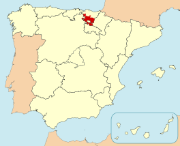 Ligging van Álava / Araba in Spanje