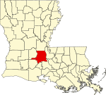 State map highlighting St. Landry Parish