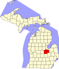 Locatie van Saginaw County in Michigan