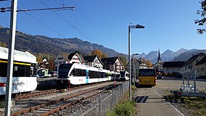 Electric multiple unit in railroad yard