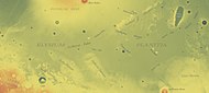 Map of Elysium Planitia - Gale is in the lower left - Aeolis Mons is in the middle of the crater