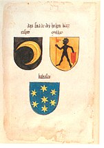 Ingeram-Codex: König Melchor führt ein Mohren­wappen, 1459