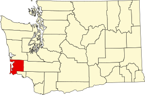 Map of Washington highlighting Pacific County