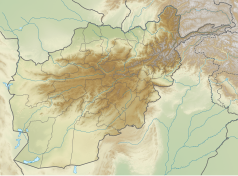 Mapa konturowa Afganistanu, w centrum znajduje się punkt z opisem „Kabul”