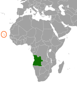 Map indicating locations of Angola and Cape Verde