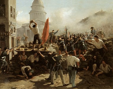 Barricade dans la rue Soufflot, à Paris, le 25 juin 1848 (1849)