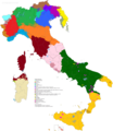 Mappa delle lingue d’Italia mostrante la teoria del continuum Emiliano-Romagnolo