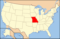 Missouri elhelyezkedése az USA-ban