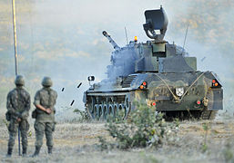 Un Flakpanzer Gepard brasiliano in esercitazione di tiro