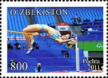 Svetlana Radzivil (auf einer usbekischen Briefmarke) – geteilter Platz dreizehn