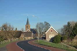 Centrum van het dorp bij de kerk.