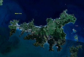 Image satellite de l'île Waiheke.