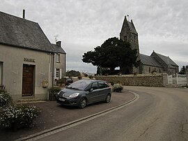 Town hall and the church of Saint-Aubin