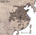 秦王朝 - 始皇帝（紀元前210年）時代の最大勢力図