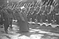 Emir Abdulla with Arab Legion honour guard at Haifa port before boarding ship to Turkey