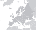 ヨーロッパにおけるアルバニアの地図