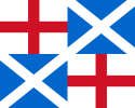 護國公時期上：國旗 (1653−1658) 下：國旗 (1658−1659)