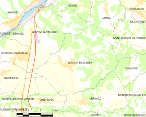 Poziția localității Les Côtes-d'Arey
