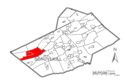 Map of Schuylkill County, Pennsylvania Highlighting Hegins Township