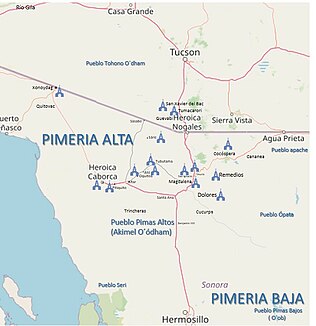 Ubicación de misiones de Eusebio Kino