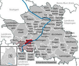 Läget för Neckartailfingen i Landkreis Esslingen