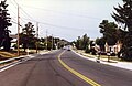 Old Harford Road near Lakewood Road, Carney, Baltimore County, MD, looking north toward intersection with Joppa Road in 1991, showing individual ranch-style homes built c. 1955