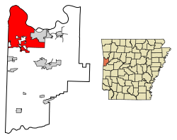 Location of Fort Smith in Sebastian County, Arkansas.