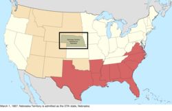 Map of the change to the United States in central North America on March 1, 1867