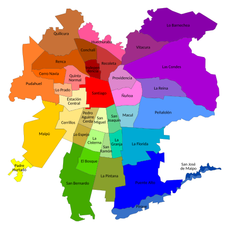 Gemeentes binnen de agglomeratie Santiago