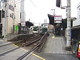 京福ホーム全景（2007年。右側のホームは廃止）