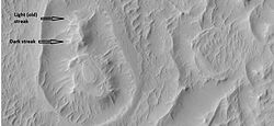 Close-up of circular structure from previous image. Streaks are also visible.