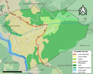 Carte en couleurs présentant l'occupation des sols.