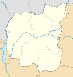 Mapa konturowa obwodu czernihowskiego, w centrum znajduje się punkt z opisem „Usznia”