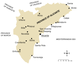 Provincia di Alicante – Mappa