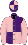 Purple and pink (quartered), pink sleeves, quartered cap