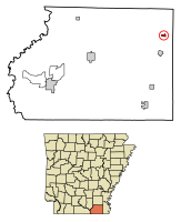 Location of Montrose in Ashley County, Arkansas.