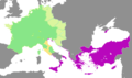 Carolingian Empire (800-888 AD) and Byzantine Empire (286/395–1453 AD) in 814 AD.