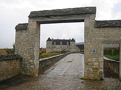 Allée du château et muret enserrant le vignoble