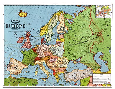 1923 map of Europe at Interwar period, by George Washington Bacon (restored by Alex:D)