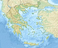 Mapa konturowa Grecji, po lewej nieco u góry znajduje się punkt z opisem „Meteory”