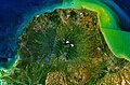 Mosaik Gunung Muria oleh Landsat 7.