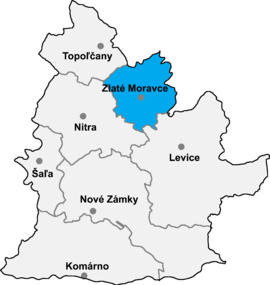 Poloha okresu Zlaté Moravce v Nitrianskom kraji (klikacia mapa)