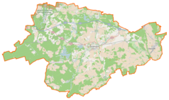 Mapa konturowa powiatu świebodzińskiego, u góry po lewej znajduje się punkt z opisem „Łagówek”