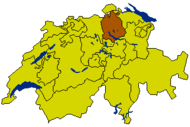 Peta Swiss menunjukkan Kanton Zurich