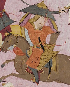 Абулхаир погибает от рук Исмаила, часть миниатюры под названием Таърих-и аълам аъра-и Шах Исмаил