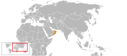 Map indicating locations of Brunei and Oman