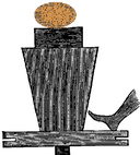 Torno egipcio de pie (dibujo esquemático tomado de una representación del periodo helenístico de los Ptolomeos).