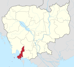 Bản đồ Campuchia đánh dấu tỉnh Sihanoukville